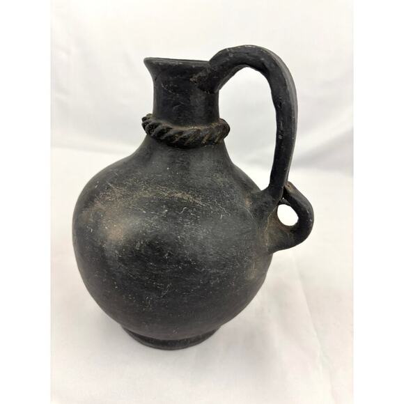 Vintage Handmade Mexican Pottery Pitcher 7" Primitive Style Jug 1970s - Picture 12 of 15